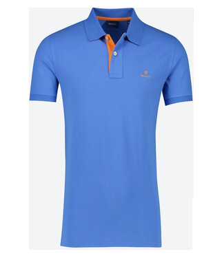 Gant heren polo blauw day blue katoen stretch