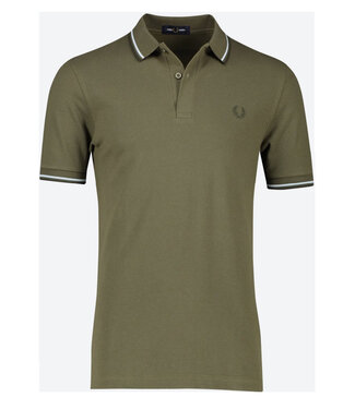 Fred Perry Twin Tipped polo olijfgroen met groen logo