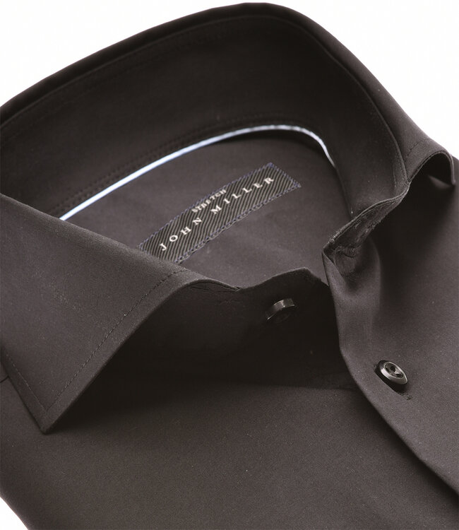 John Miller 5346513 290 heren overhemd slim fit zwart katoen stretch cut away