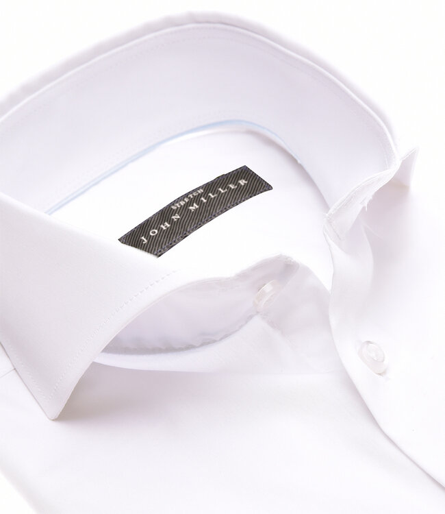 John Miller 5346513 910 heren overhemd slim fit wit katoen stretch cut away