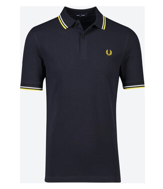 Fred Perry Twin Tipped polo donkerblauw met geel logo