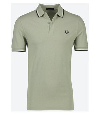 Fred Perry Twin Tipped polo olijf groen met zwart logo