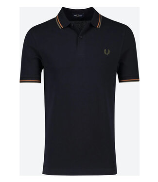 Fred Perry Twin Tipped polo donkerblauw met olijfgroen logo