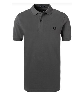 Fred Perry PLAIN polo antraciet grijs met zwart logo