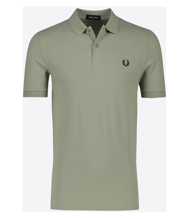Fred Perry M6000 kleur M37 PLAIN polo olijf groen met zwart logo