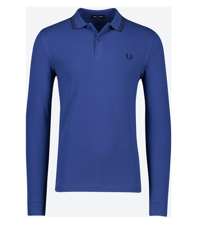 Fred Perry M3636 kleur R31 Fred Perry Twin Tipped polo lange mouw kobaltblauw met donkerblauw logo
