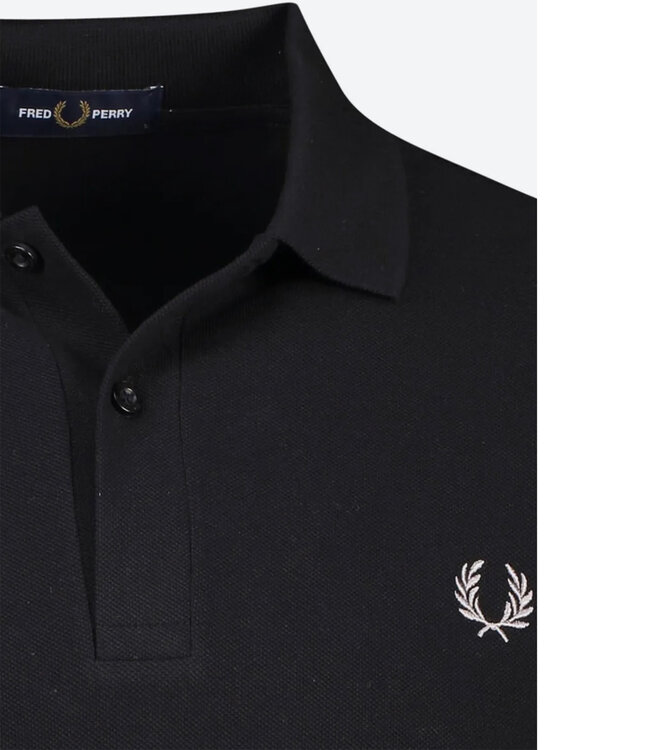 Fred Perry M6006 kleur 906 Fred Perry PLAIN polo lange mouw zwart met grijs logo