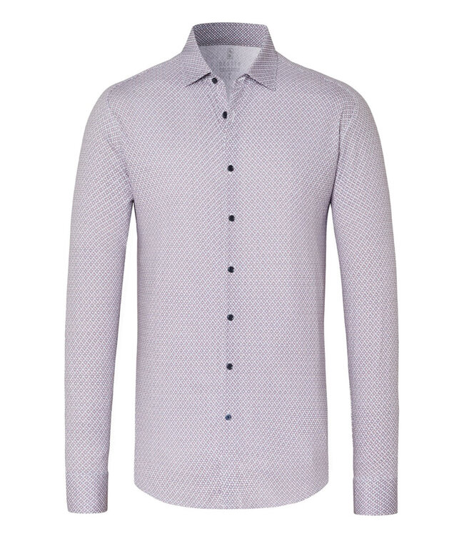 Desoto 63528-3 312 heren overhemd bruin blauw wit grafische print 1knoops wide spread kent