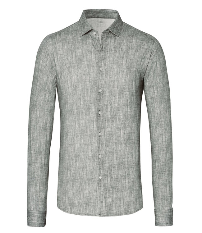 Desoto 63628-3 655 groen structuur linnen look print wide spread kent jersey overhemd