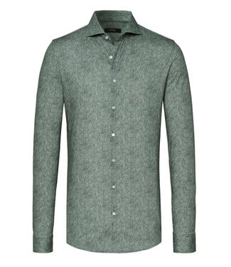 Desoto Luxury overhemd slim fit groen wit fijn streepje supima katoen jersey pique