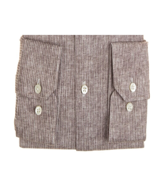 Desoto Luxury 61308-30 875 heren overhemd slim fit bruin wit fijn streepje supima jersey piquee katoen