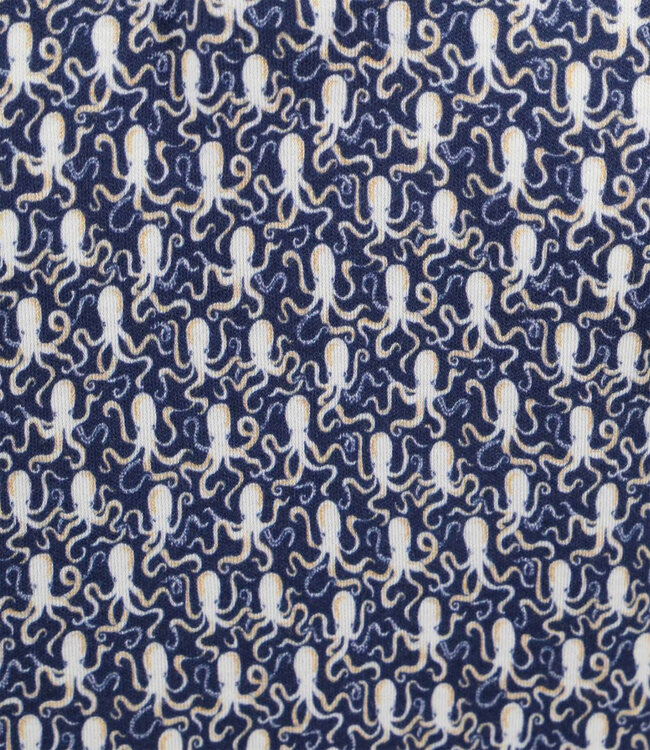 Desoto 64338-3 164 heren polo  wit donkerblauw beige octopussen print heren polo