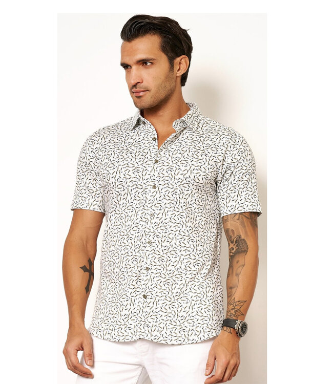 Desoto 63232-3 622 korte mouw overhemd wit met insecten print