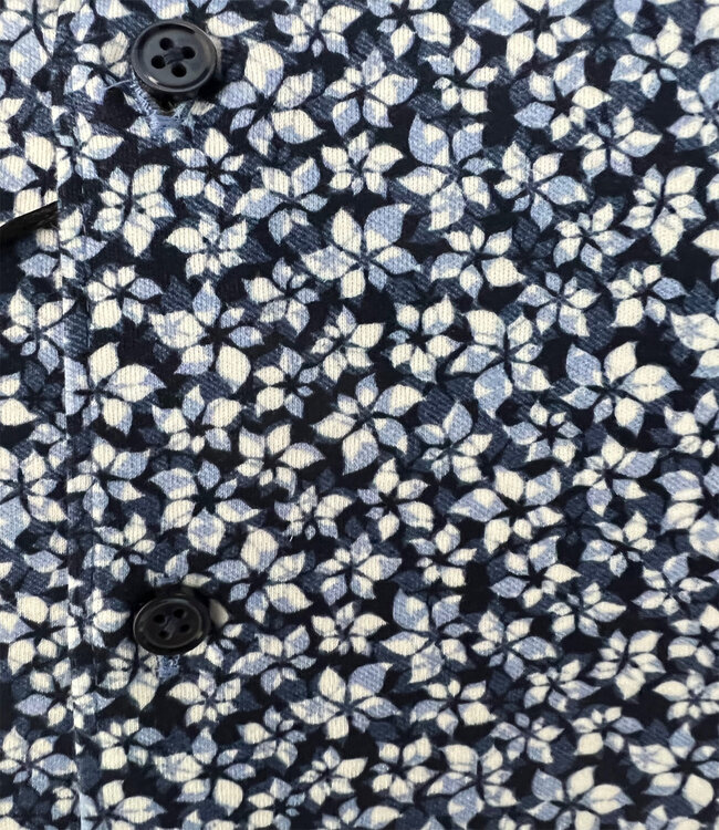Desoto 63131-3 523 korte mouw overhemd wit blauw donkerblauw bloemenprint