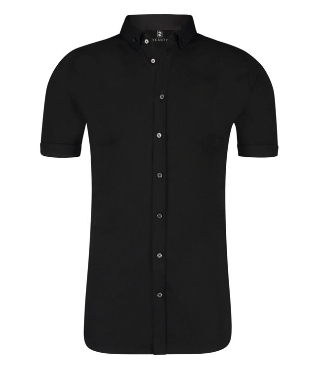 97032 3 900 Desoto jersey heren overhemd zwart korte mouw Shirtsupplier