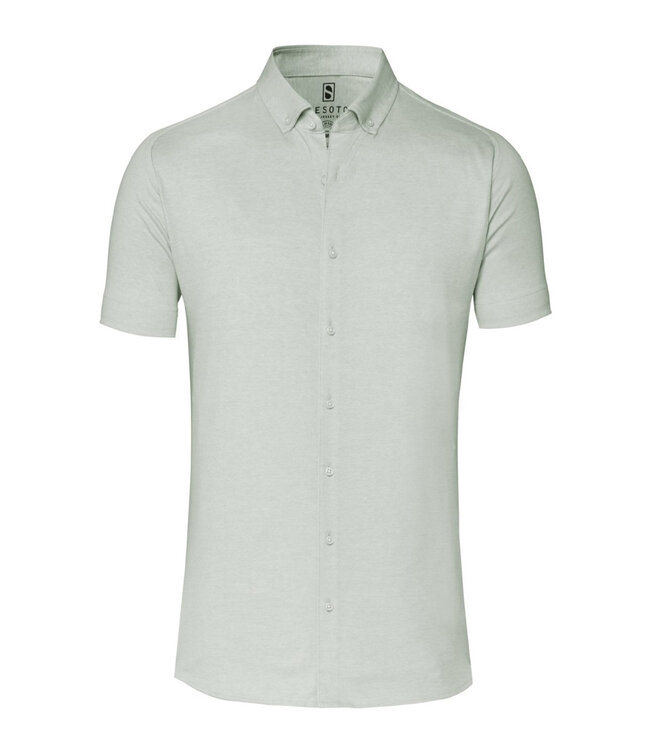 Desoto 63031-3 670 korte mouw overhemd  groen soft light olive pique button down
