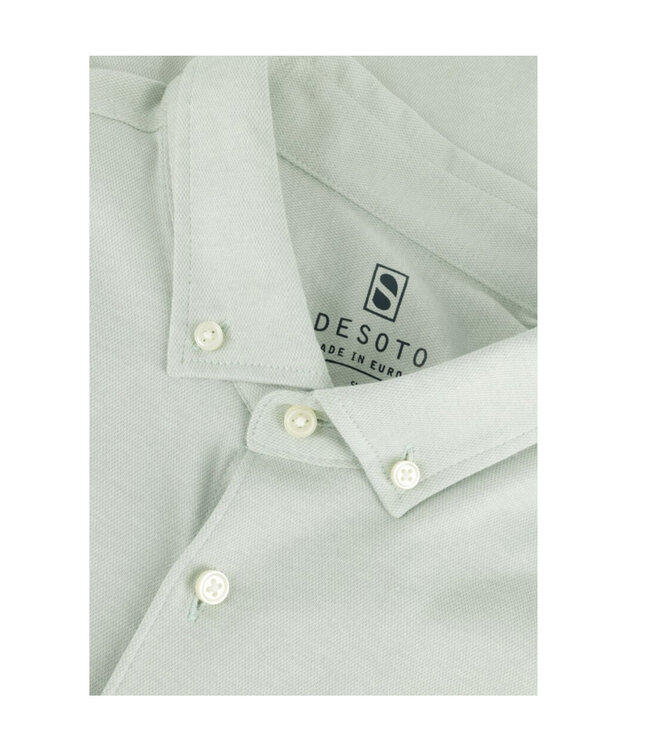 Desoto 63031-3 670 korte mouw overhemd  groen soft light olive pique button down