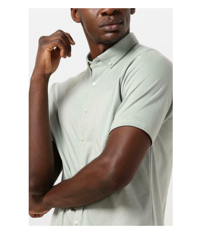 Desoto 63031-3 670 korte mouw overhemd  groen soft light olive pique button down