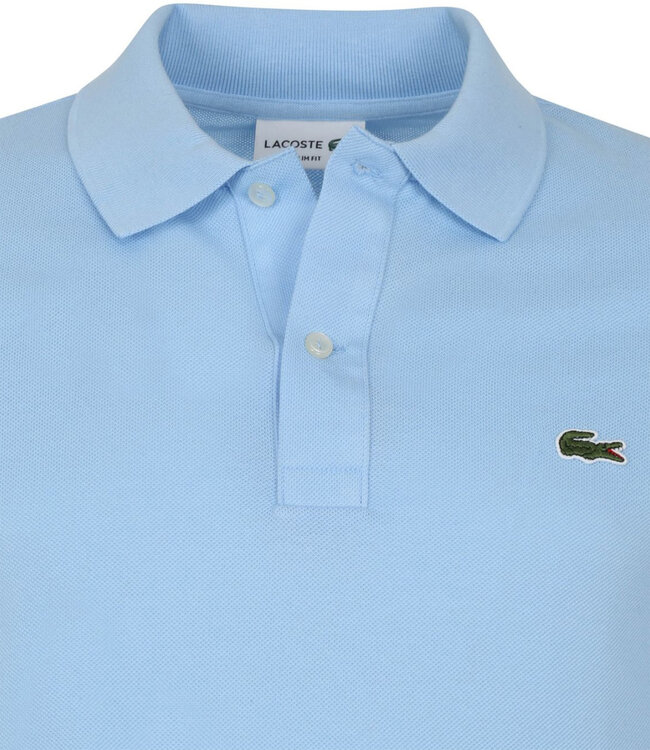 Lacoste HBP slim fit lichtblauw polo groen krokodil