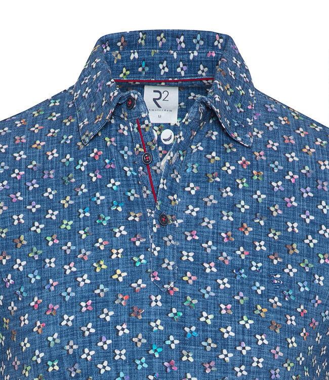 kobaltblauw gekleurde print polo