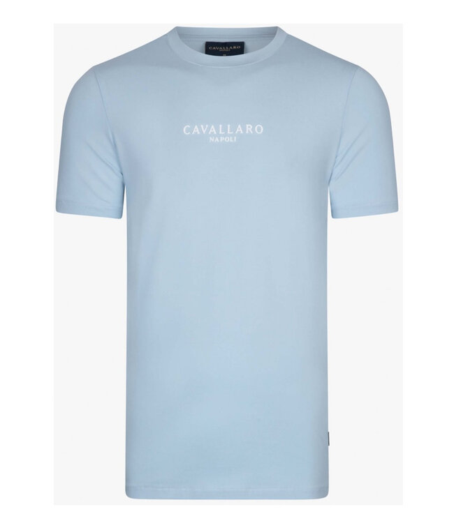 Cavallaro 117231002 Bari Tee Light Blue heren t-shirt lichtblauw katoen stretch