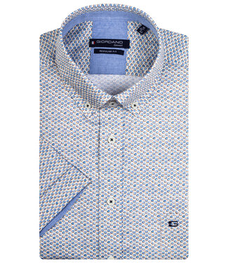 Giordano Regular Fit overhemd korte mouw bruin blauw grafische print