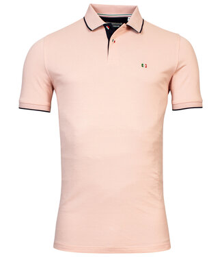 Giordano Tailored heren polo zalm roze donkerblauwe details