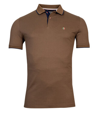 Giordano Tailored heren polo groen donkerbruin details