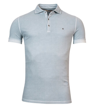 Thomas Maine polo gewassen light blue 1knoops cut away