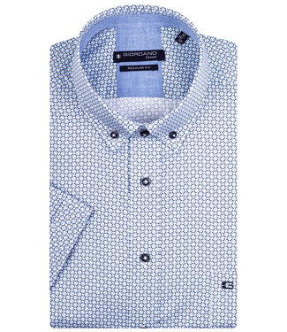 Giordano Regular Fit overhemd korte mouw wit donkerblauw lichtblauw grafische print