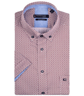 Giordano Regular Fit overhemd korte mouw wit donkerblauw rood grafische print