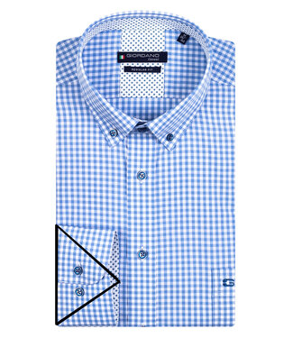 Giordano Regular Fit overhemd korte mouw  blauw-wit ruitje