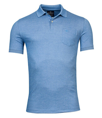 polo blauw mid blue borstzak