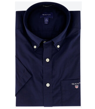 Gant heren overhemd donkerblauw korte mouw