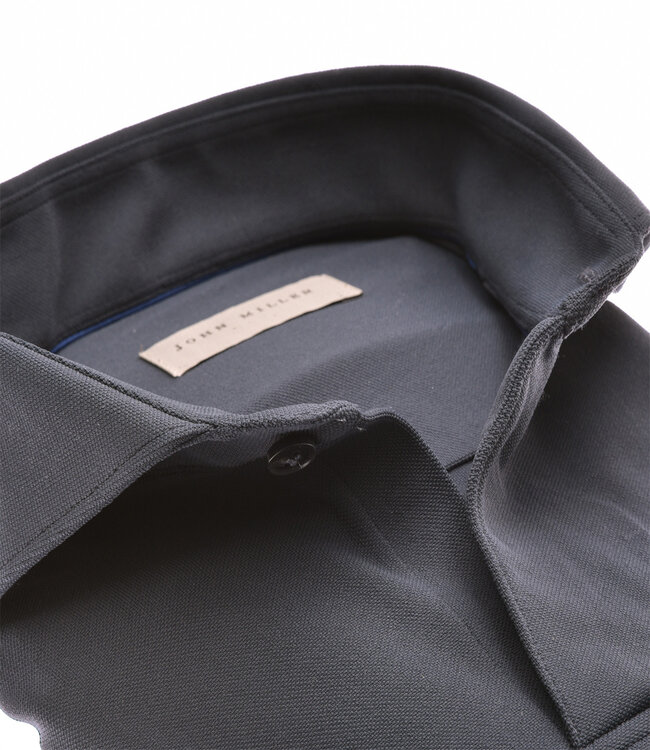 John Miller 5140881 donkerblauw heren polo lange mouw hyperstretch zonder knopen