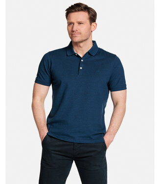 polo donkerblauw katoen stretch