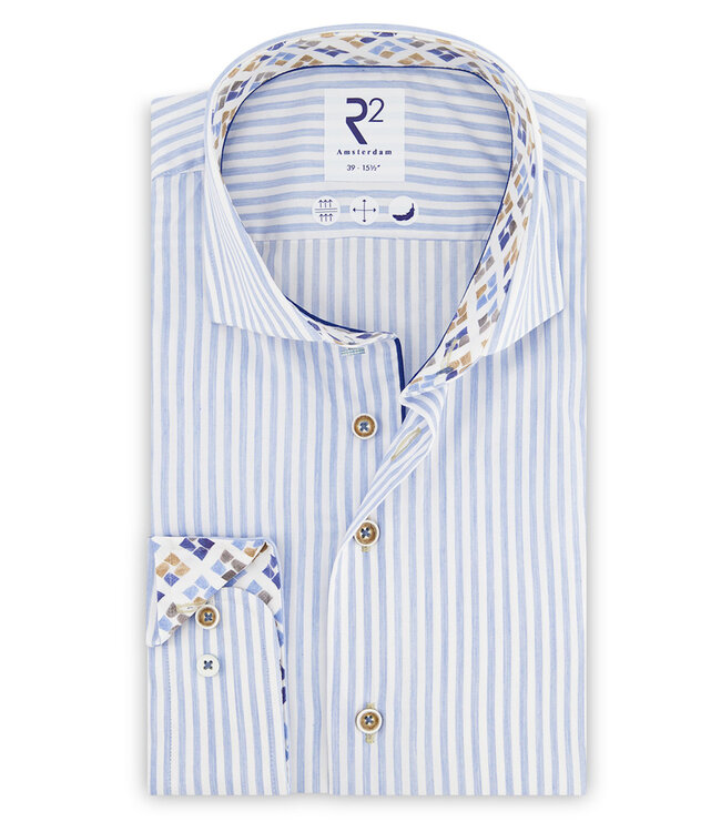 120.WSP.026 heren overhemd lichtblauw wit streepje 1knoops cut away