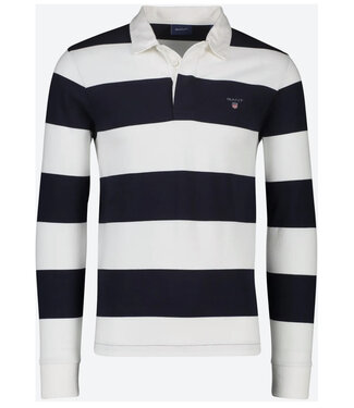 Gant wit-donkerblauw heren streep rugby shirt sweater