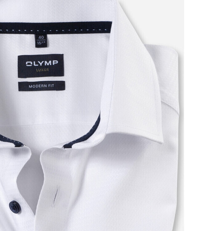 Olymp 1314 34 00 strijkvrij heren overhemd  wit structuur