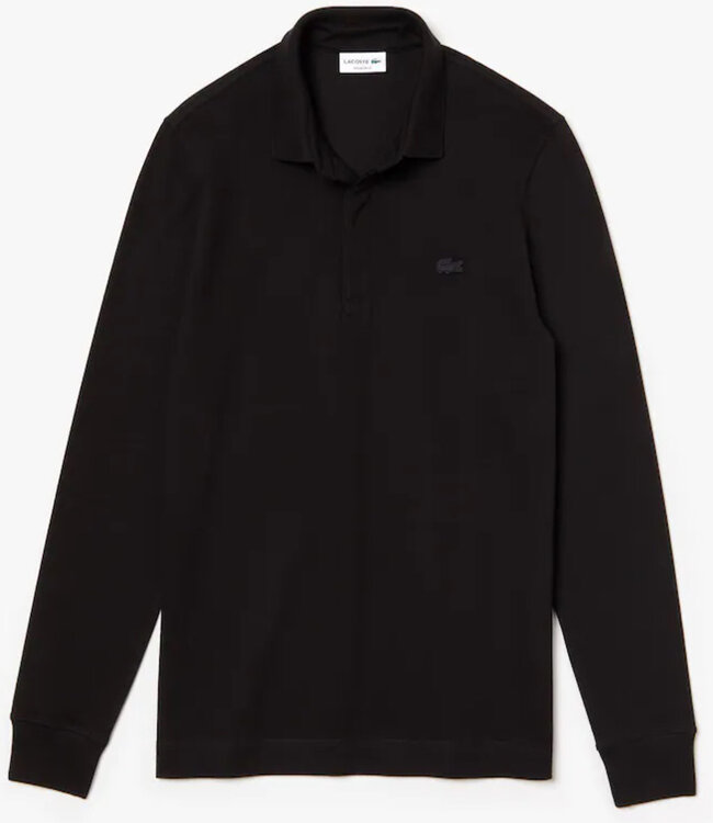 Gant PH2481 00 031 Lacoste regular fit zwart polo lange mouw zwart krokodil