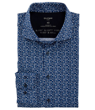 Olymp donkerblauw blauw wit print jersey mouwlengte 7