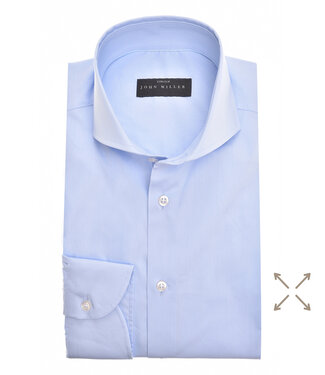 John Miller overhemd tailored fit lichtblauw katoen stretch