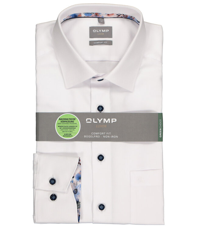 Olymp 1082 34 00 strijkvrij heren overhemd wit structuur