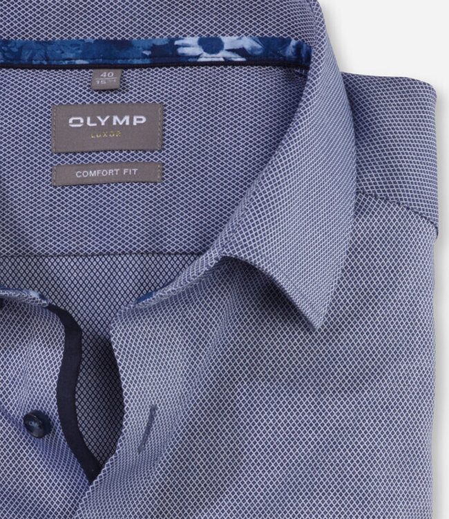 Olymp 1082 34 18 strijkvrij heren overhemd donkerblauw structuur