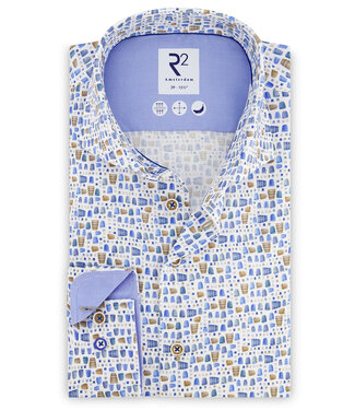 bruin wit blauw vazen print