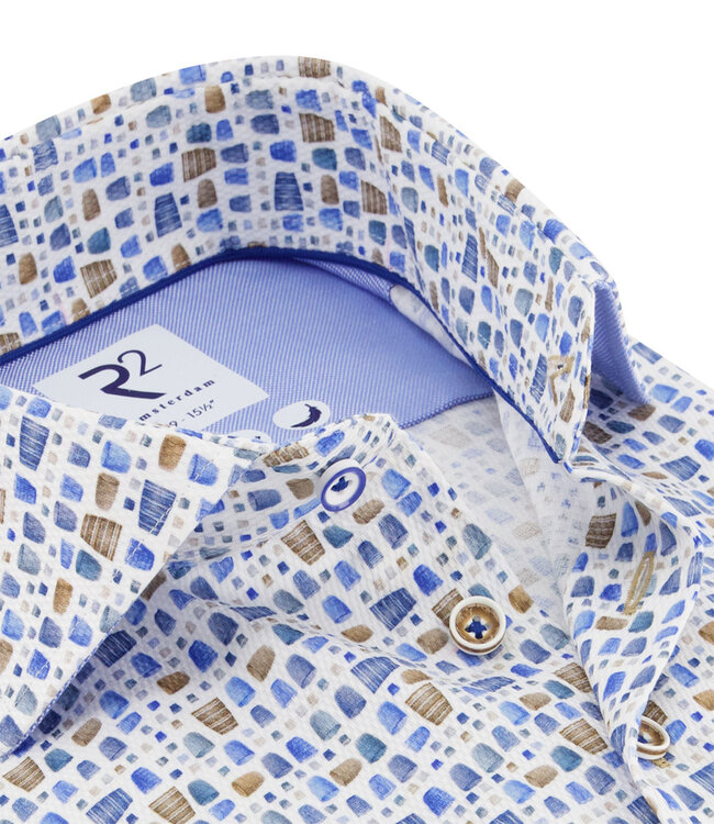 120.WSP.034 overhemd bruin wit blauw vazen print