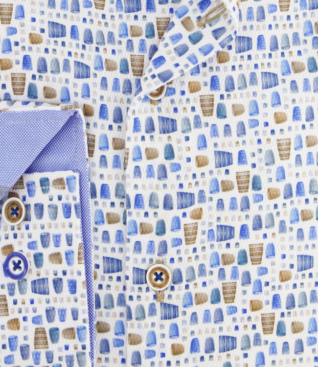 120.WSP.034 overhemd bruin wit blauw vazen print