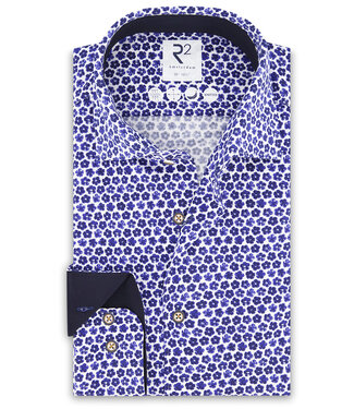 donkerblauw kobaltblauw bloemenprint