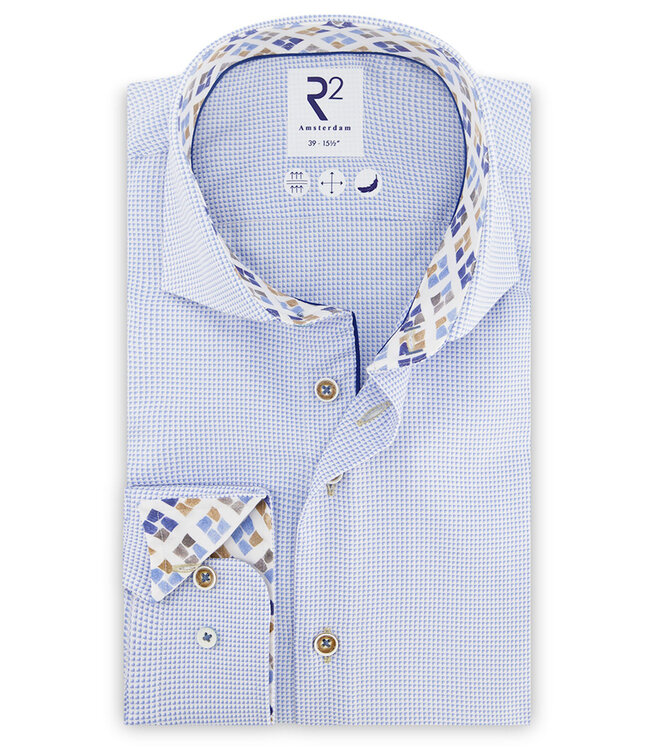 120.WSP.022 overhemd lichtblauw structuur met contrast