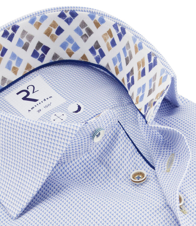 120.WSP.022 overhemd lichtblauw structuur met contrast